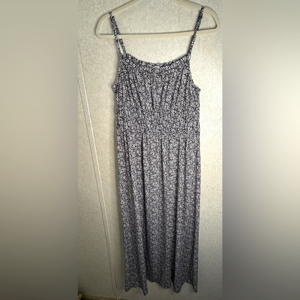 Nine Britton Blue White Floral Maxi Dress Medium Peasant Cottage Core Feminine